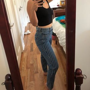 Pinstripe mom jeans